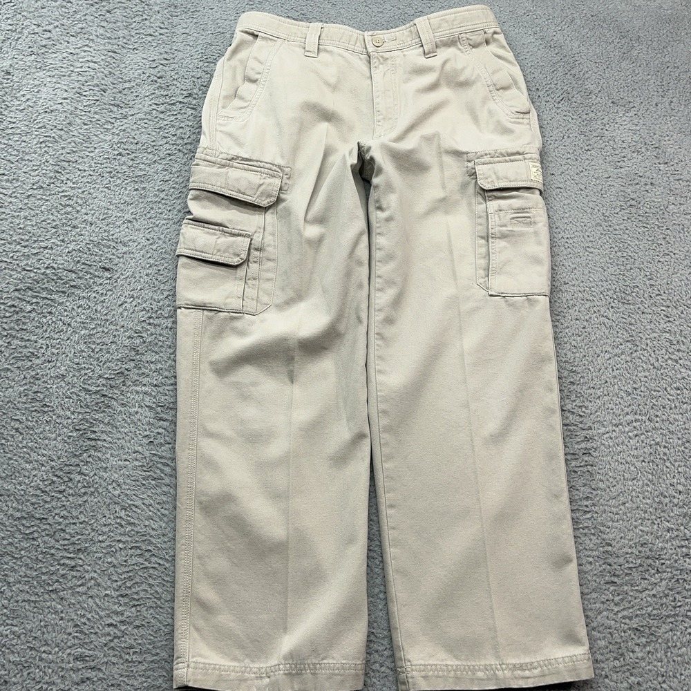 Eddie Bauer Cargo Pants Mens 33x29 Beige Vintage Y2K‎ Skater Baggy Wide Leg